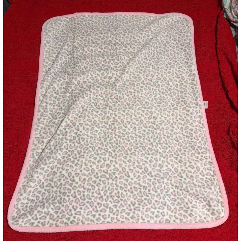 Garanimals Baby Blanket Pink Grey Leopard Animal Print Plush Fleece GM4410G